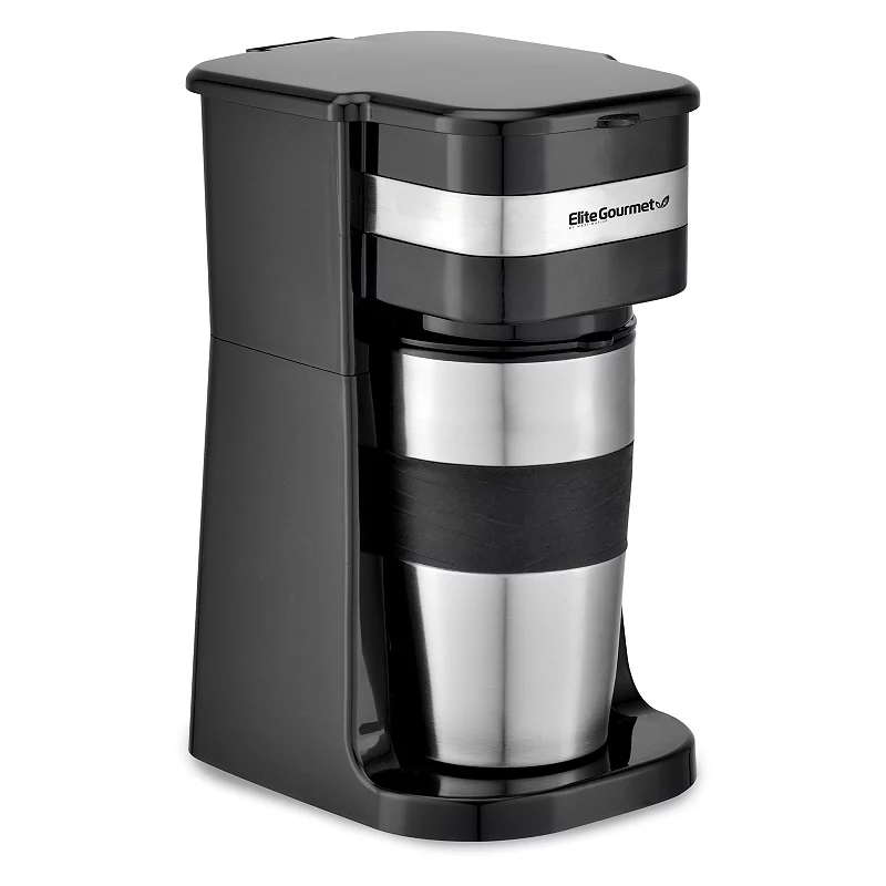 Elite Gourmet Personal Coffee Maker with Stainless Steel Travel Mug