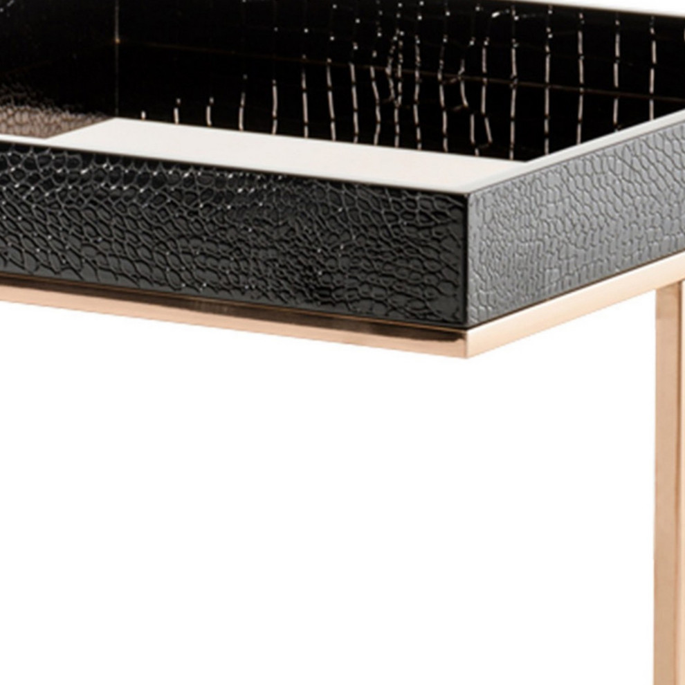 Hart Ria 20 quotSide End Table  Square Top  Black Crocodile Textured   Contemporary   Side Tables And End Tables   by VirVentures  Houzz