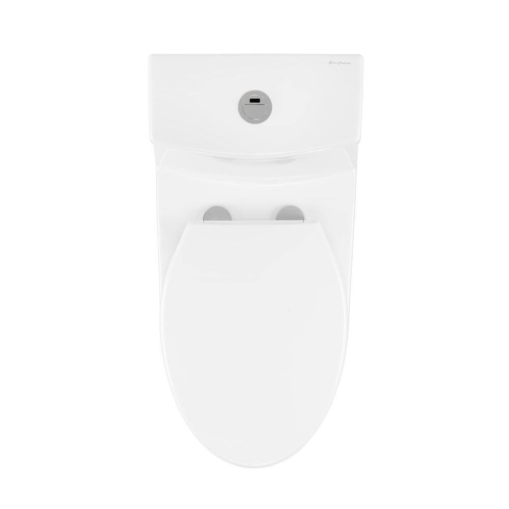 Swiss Madison Virage 1-piece 1.11.6 GPF Touchless Retrofit Dual Flush Elongated Toilet in Glossy White Seat Included SM-1TK118