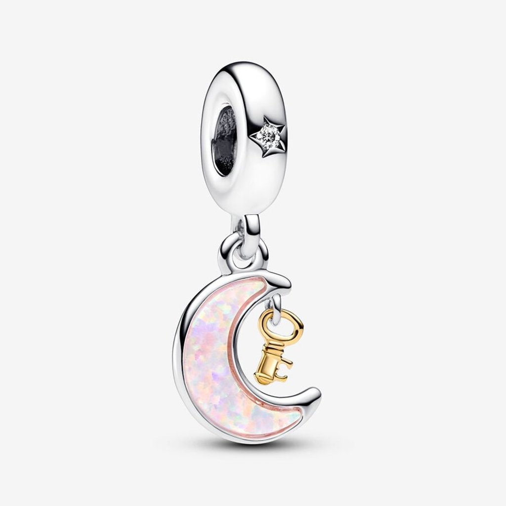 PANDORA  Two-tone Key & Moon Dangle Charm