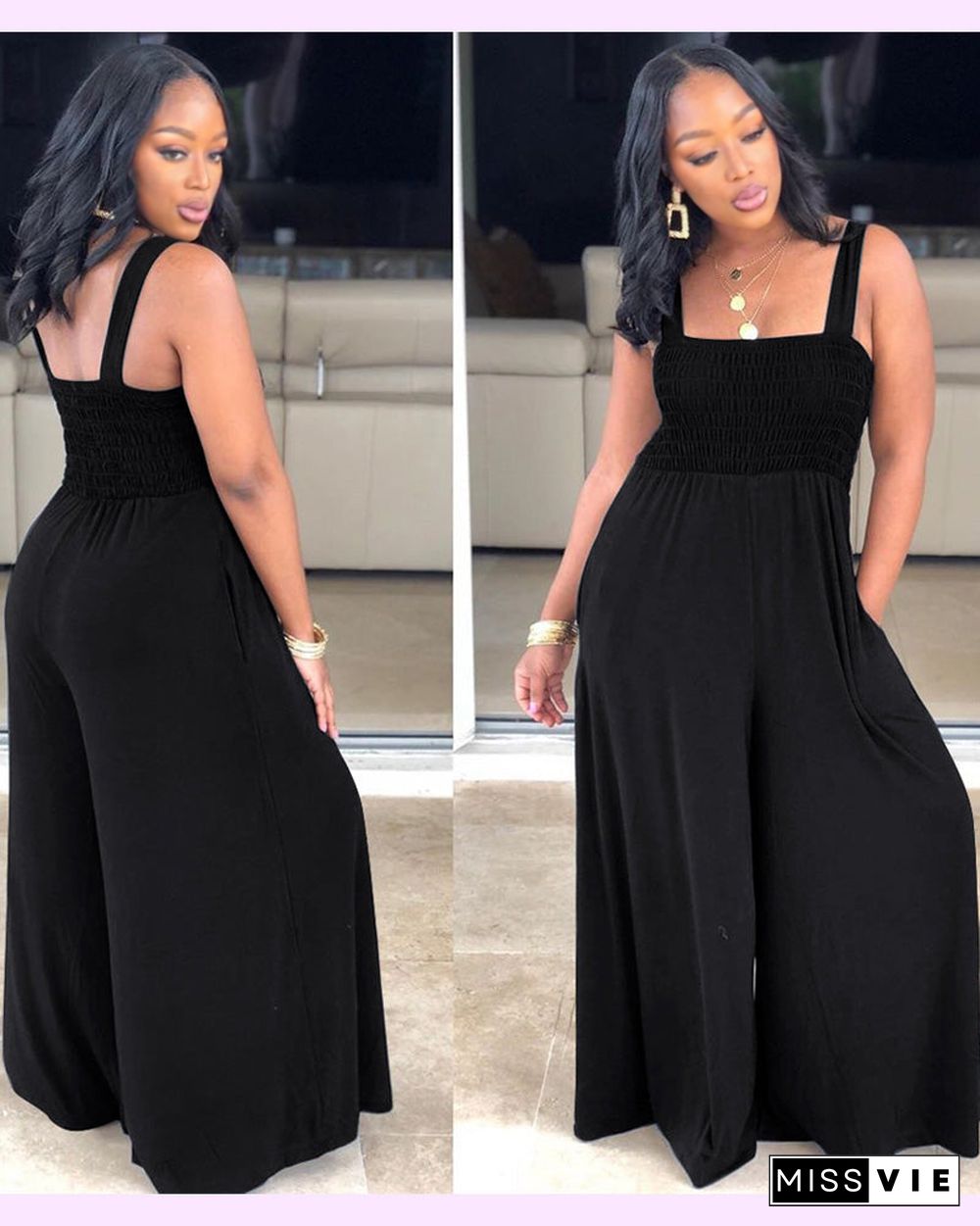 Sleeveless Wide Leg Jumpsuit