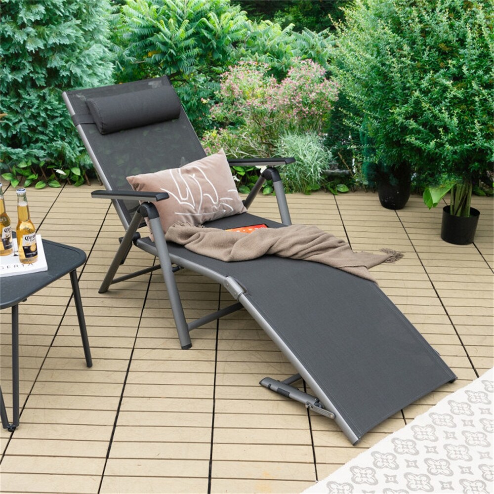 Outdoor Aluminum Chaise Lounge Chair with Quick Drying Fabric