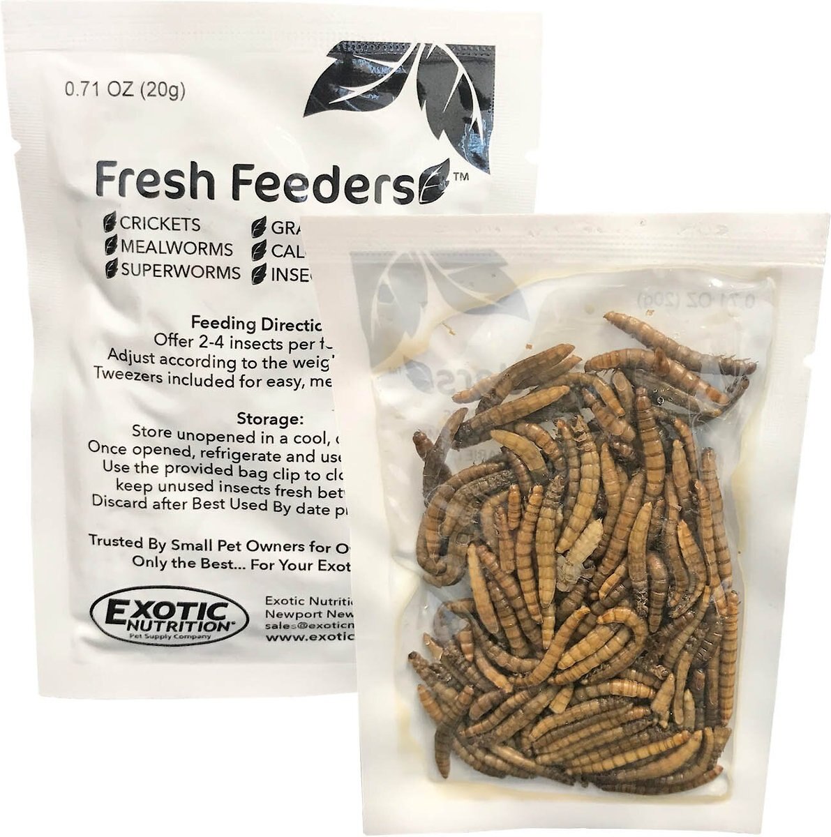 Exotic Nutrition Fresh Feeders Mealworms Reptile Food， 5-oz box