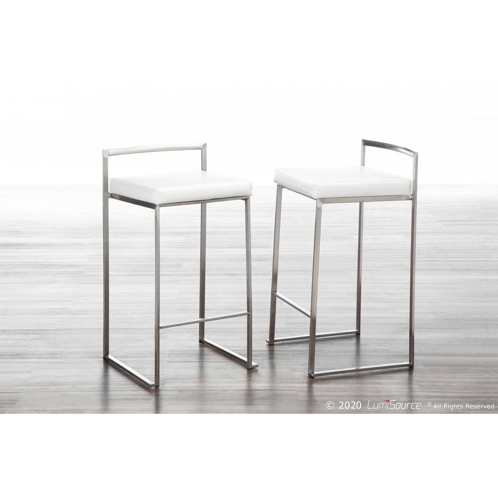 Lumisource Fuji White Stackable Counter Stool (Set of 2) CS-FUJI W2