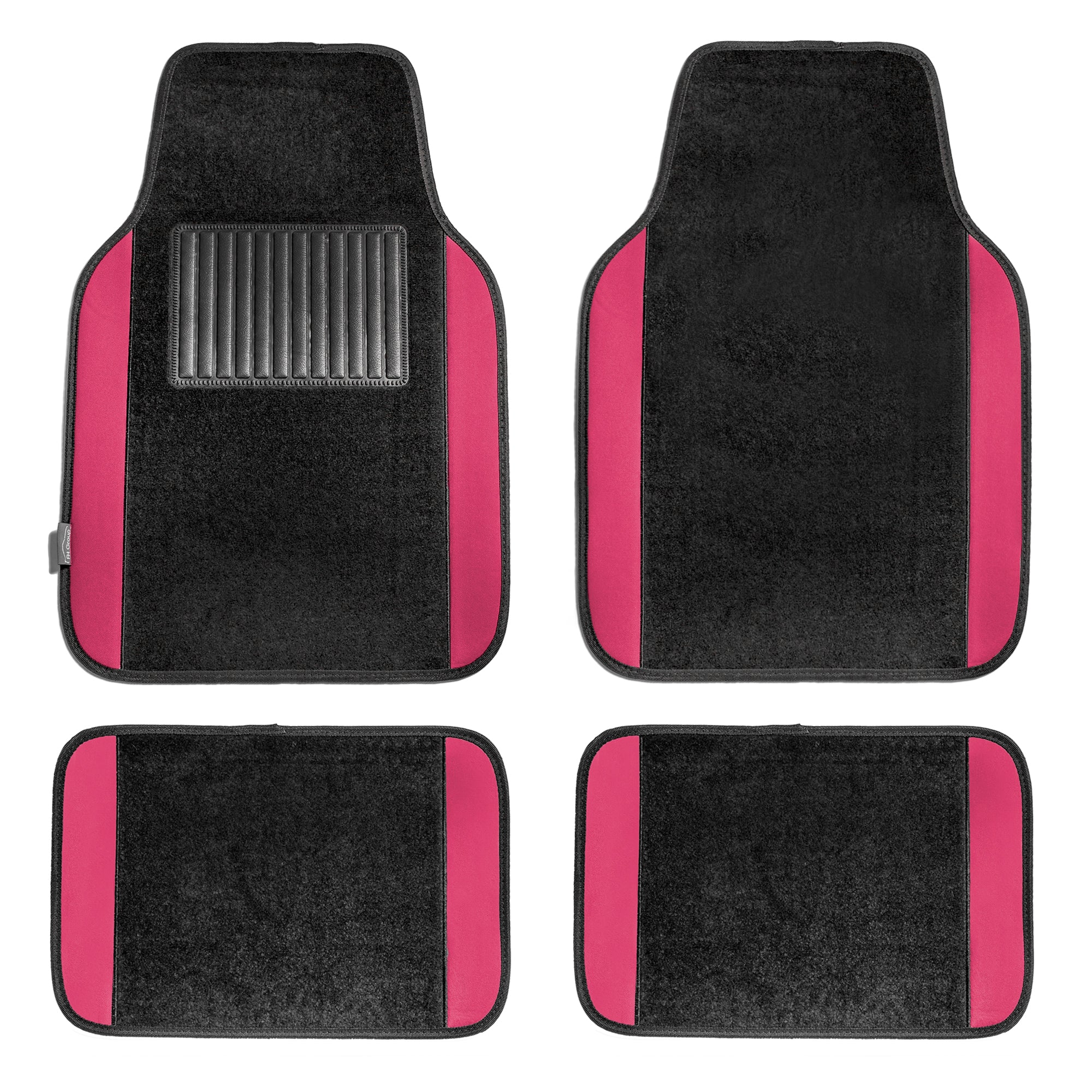 FH Group Premium Carpet Floor Mats For Car， SUV， Van  Universal Fit with Free Gift - Full Set Pink F14407PINK-FH1007BLACK