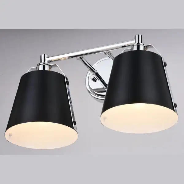 Barrington Black and Chrome Industrial Bathroom Vanity Light Fixture with Metal Shade