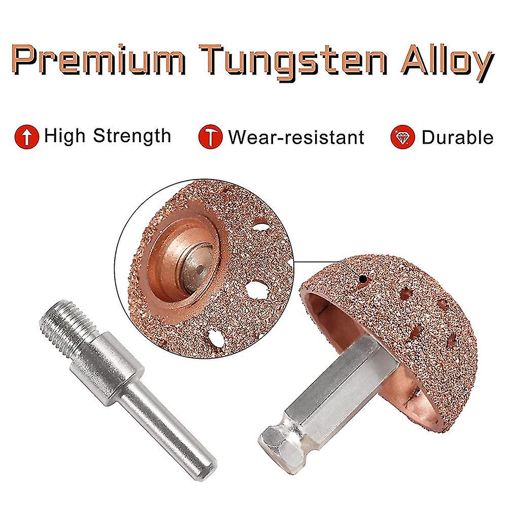 42mm Tire Buffer Wheel Bowl Type Grinding Head Tungsten Steel Tire Repair Tool With 2 Pcs Linking R