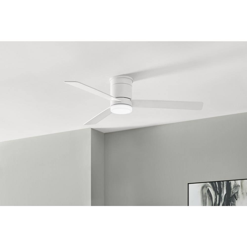 Hampton Bay Conjure 52 in. Integrated CCT LED Indoor Matte White Ceiling Fan with Light and Remote Control Included AK408H-MWH