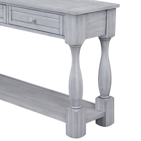 Long Extra-thick Sofa Table with Drawers and Shelf for Entryway