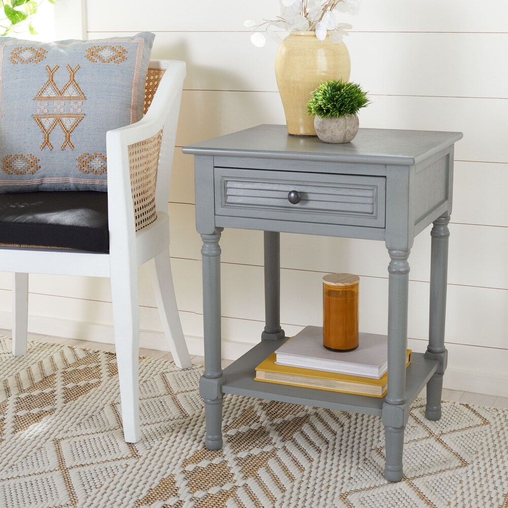 SAFAVIEH Tate 1 Drawer Lower Shelf Nightstand Accent Table   19\