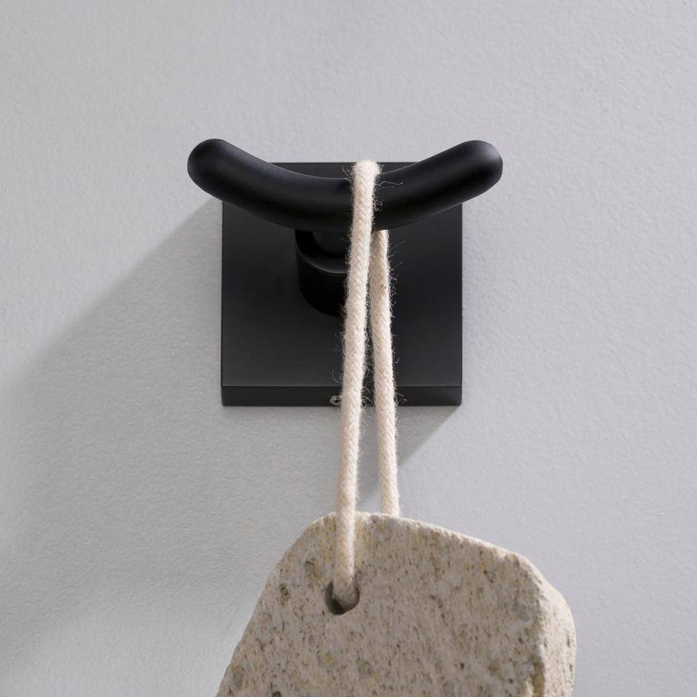 KRAUS Ventus Bathroom Robe and Towel Double Hook in Matte Black KEA-17702MB