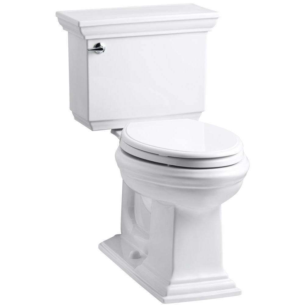 KOHLER Memoirs Stately 2-Piece 1.6 GPF Single Flush Elongated Toilet with AquaPiston Flush Technology in White K-3819-0