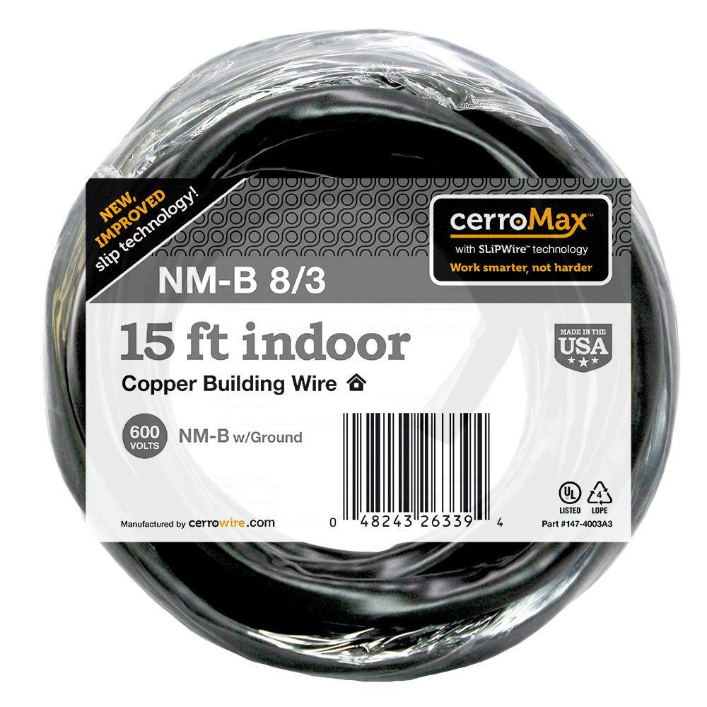 Cerrowire 15 ft. 83 Black Stranded CerroMax SLiPWire Copper NM-B Wire 147-4003A3