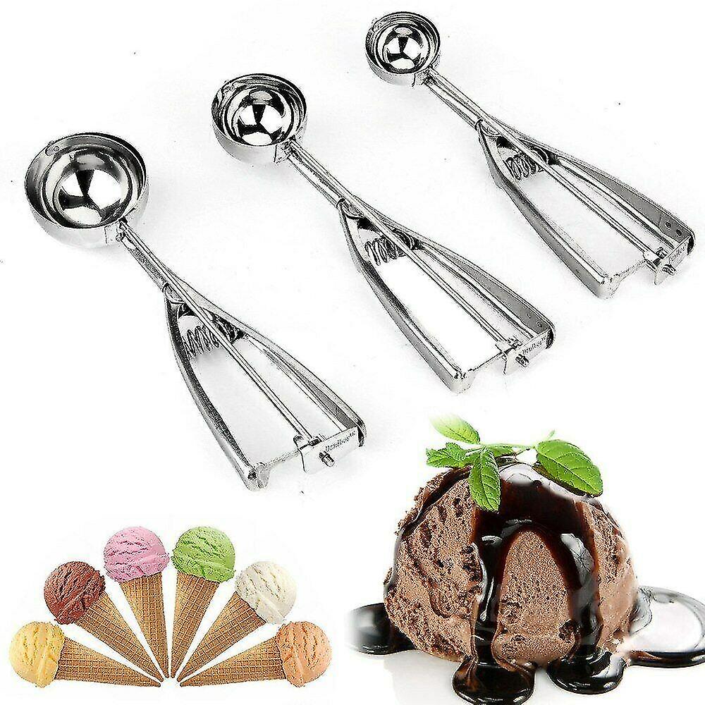 3pcs Ice Cream Scoop Stainless Steel Cookie Scoops Baking Kitchen Tool