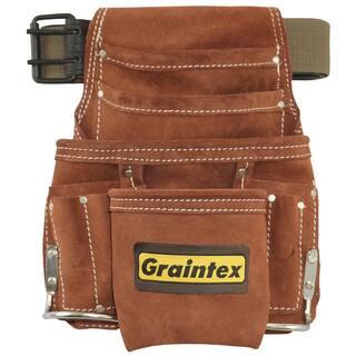 Graintex Suede 10-Pocket Leather Nail and Tool Pouch with Belt SS2976