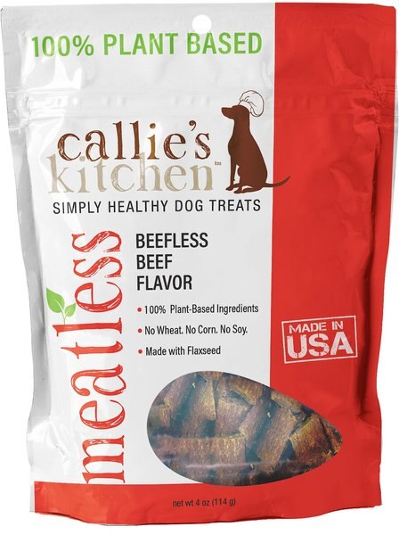 Callie's Kitchen Beefless Beef Flavor Dog Treats， 4-oz bag