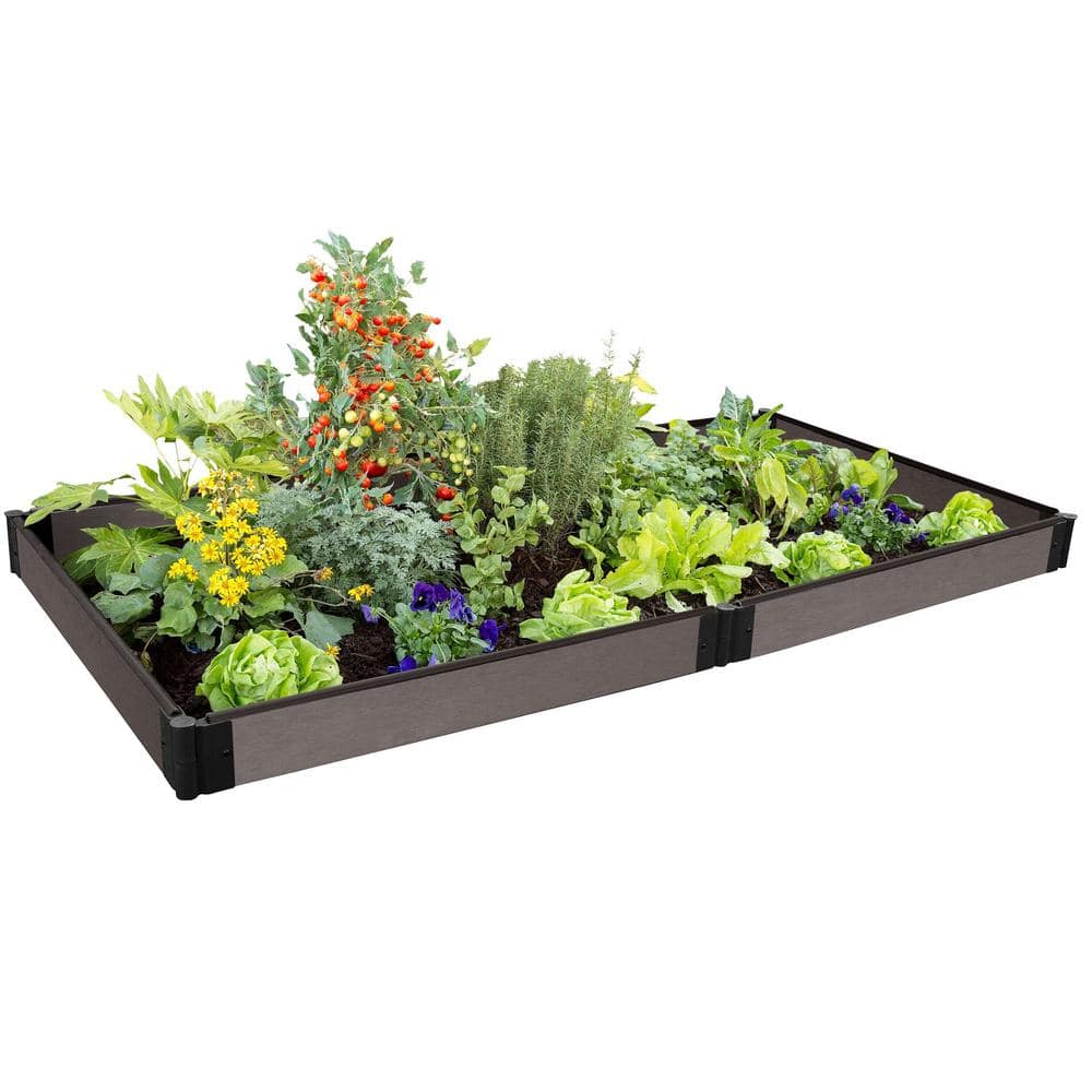 Frame It All One Inch Series 4 ft. x 8 ft. x 5.5 in. Weathered Wood Composite Raised Garden Bed 300001421