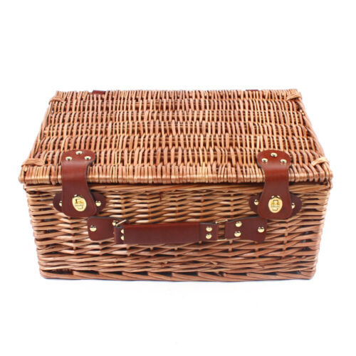 4 Person Insulated Picnic Basket Set Wicker Basket Camping Outdoor 19pcs