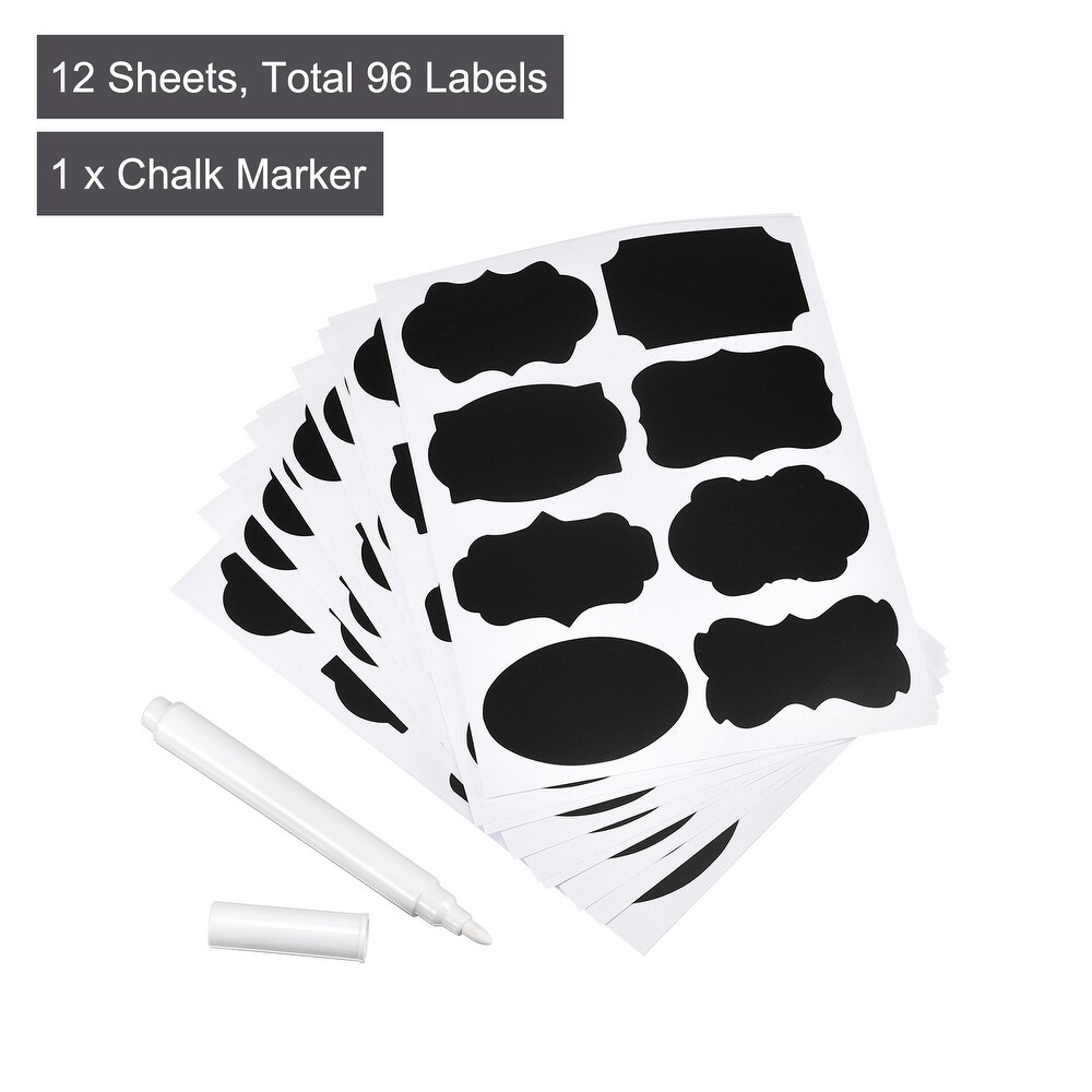 Chalkboard Labels Blackboard Stickers 50x35mm Reusable W Chalk Marker   Black