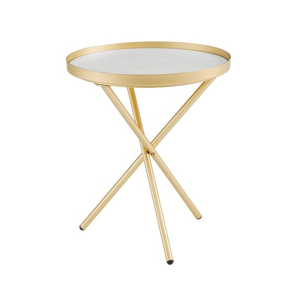 Middlebrook Minimal Faux Marble Gallery-Top Round Side Table