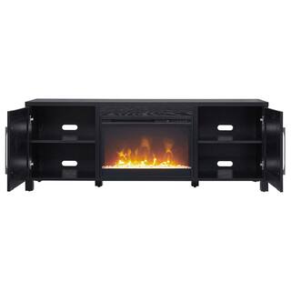 MeyerCross Chabot 68 in. Black Grain TV Stand with 26 in. Crystal Fireplace Fits TV's up to 75 in. TV1806