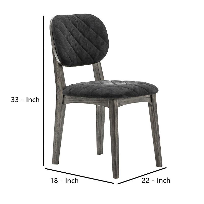 Diamond Stitched Back and Seat Dining Chair， Set of 2， Gray