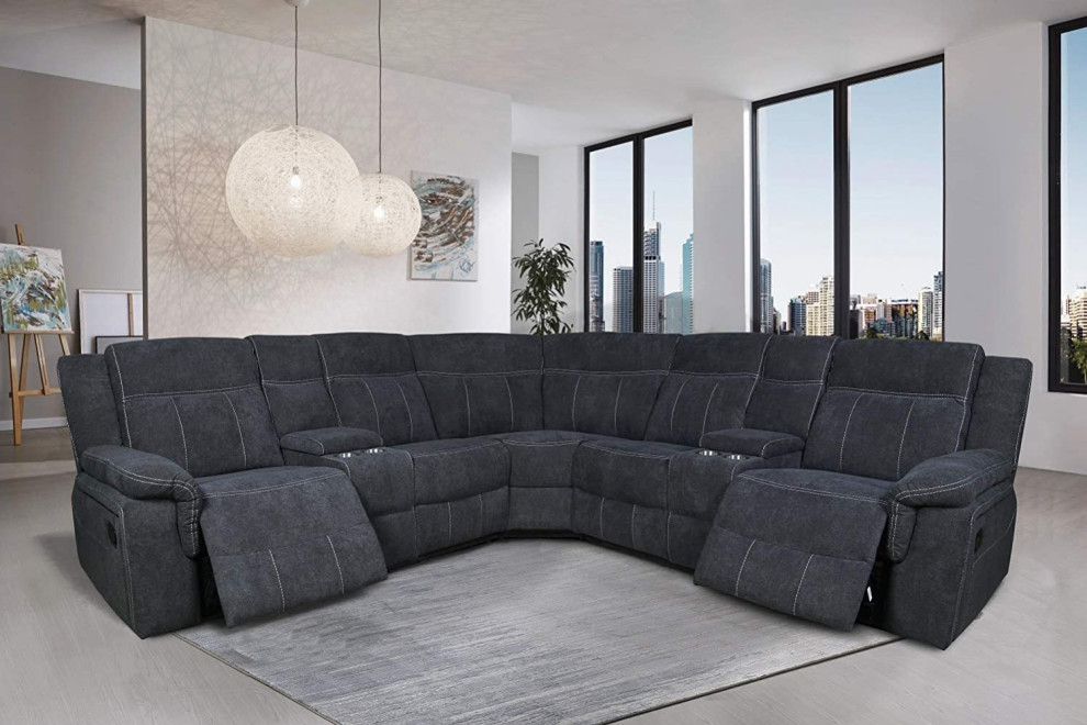 Modern Sectional Sofa Manual Lift Sofa Reclining Sofa Couch Large Sofa Set   Transitional   Sectional Sofas   by HedgeApple  Houzz