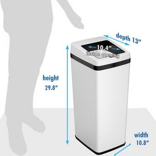 iTouchless 14 Gal. White Sliding-Lid Motion Sensing Touchless Trash Can IT14SW