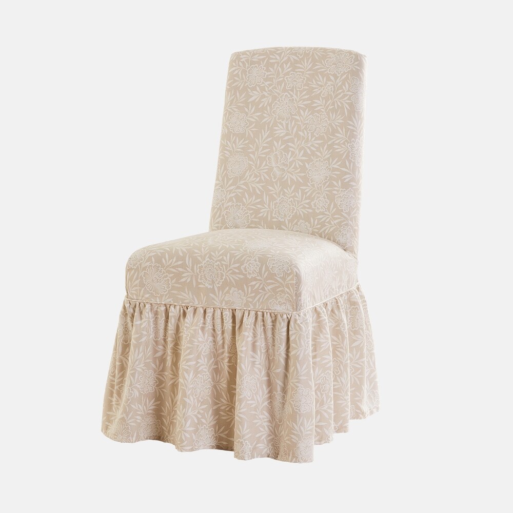 SureFit Essential Twill Ruffled Long Dining Chair Slipcover