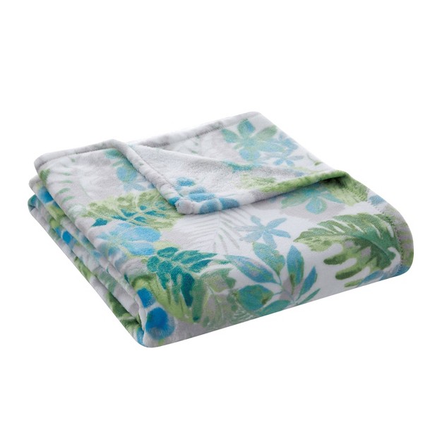 Oversized Paradise Blue Tropical Plush Throw Blanket Vcny Home