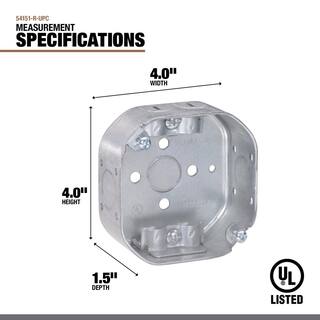 Southwire 4 in. W x 1-12 in. D Steel Metallic Octagon Box with Three 12 in. KO's and NMSC Clamps 1-Pack 54151-R-UPC