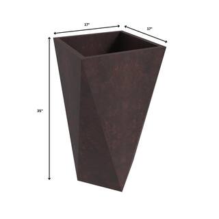 Leisuremod Aloe Fiberstone and MGO Clay Planter Set Modern Tapered Square Planter Pot for Indoor and Outdoor (Brown) (3-Piece) AP24-29-35BR