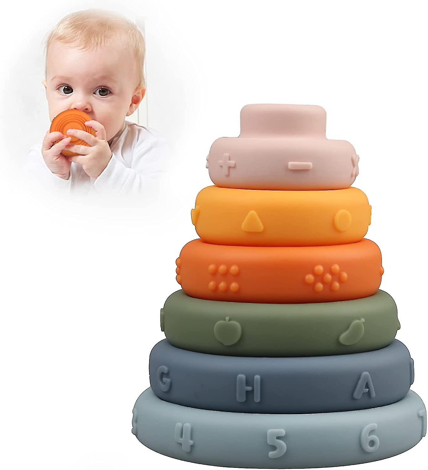 Stackable Rings Educational Toys Sensory Soft Play Teething 6 9 12 18 Months Toddler Kids Gifts