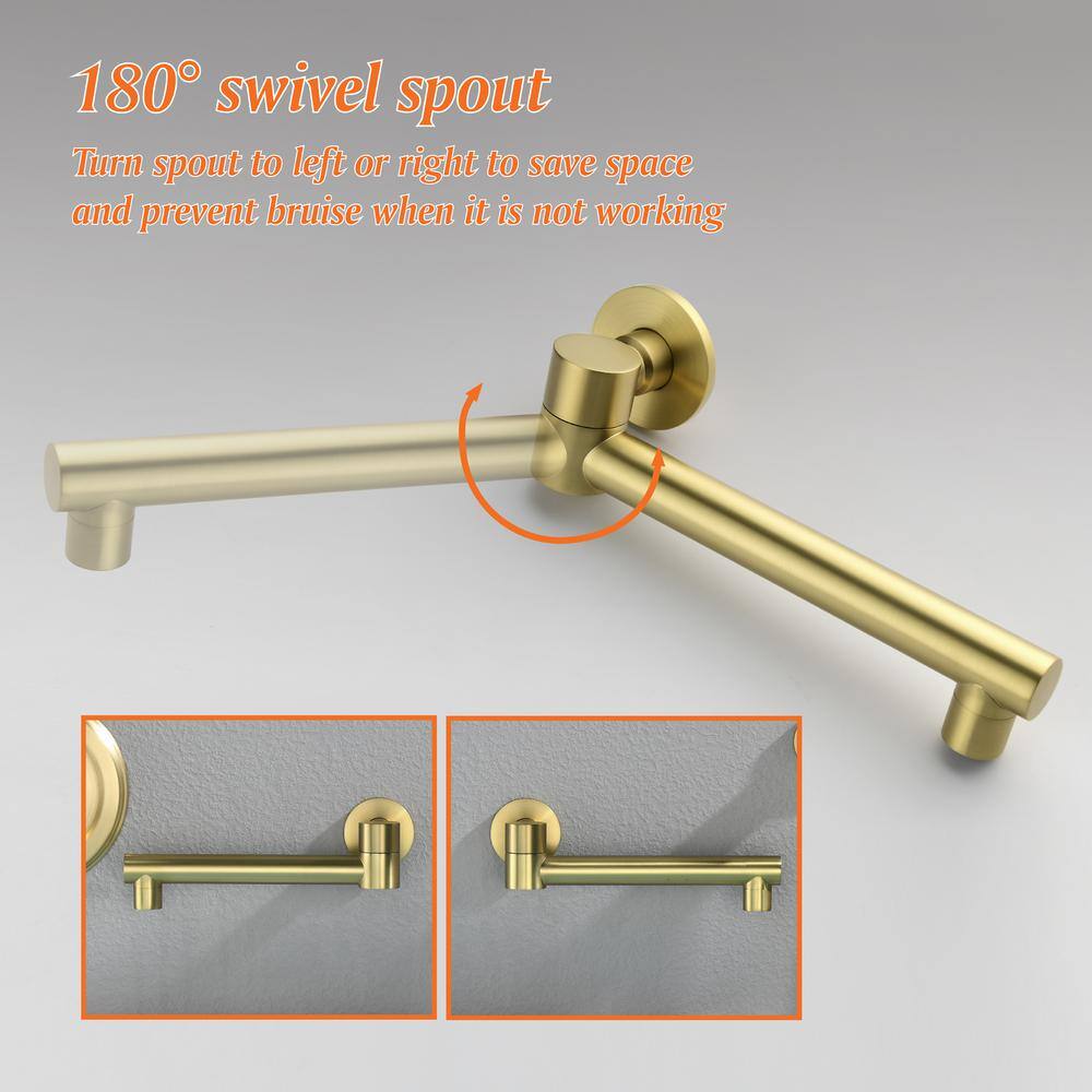 Miscool Round Single-Handle 7 -Spray Wall Mount Roman Tub Faucet with Swivel Spout in Brushed Gold (Valve Included) SHSMDH10C031GL