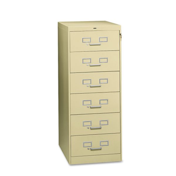 Tennsco Six-Drawer Multimedia/Card File Cabinet， Putty， 21.25