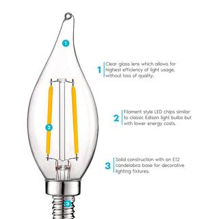 LUXRITE 40-Watt Equivalent CA11 Dimmable LED Light Bulbs UL Listed 2700K Warm White (12-Pack) LR21573-12PK