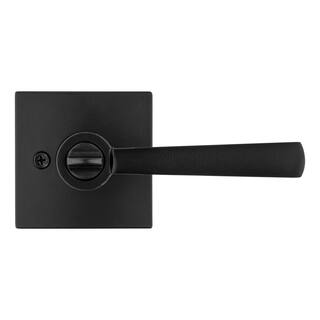 Baldwin Prestige Spyglass Matte Black Entry Door Handle Featuring SmartKey Security with Microban Antimicrobial Technology 354SPLSQR514SMT