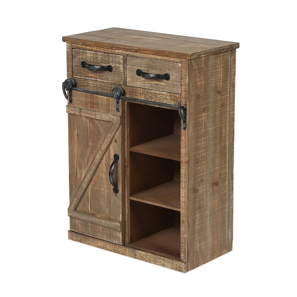 Brown Rustic Sliding Barn Door Storage Cabinet   31.8\