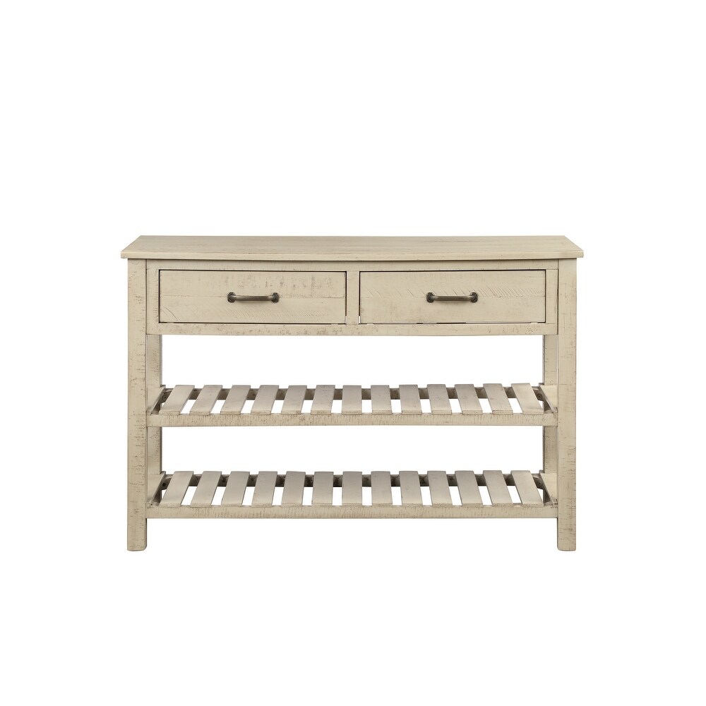 Console Table Sofa Table with Drawers and 2 Tiers Shelves