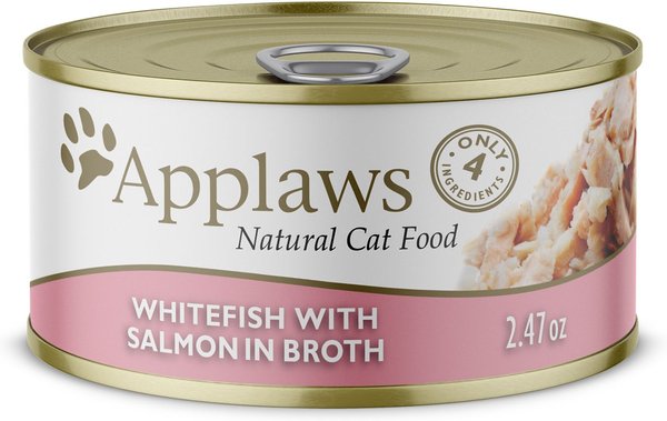 Applaws Whitefish with Salmon in Broth， 2.47-oz can， case of 24