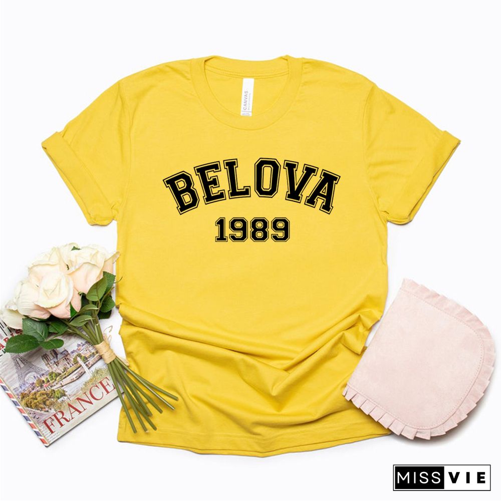 Belova 1989 T Shirt Black Widow Yelena Belova Shirt Natasha Romanoff Superhero Tee Unisex Graphic T Shirts Short Sleeve Tshirts