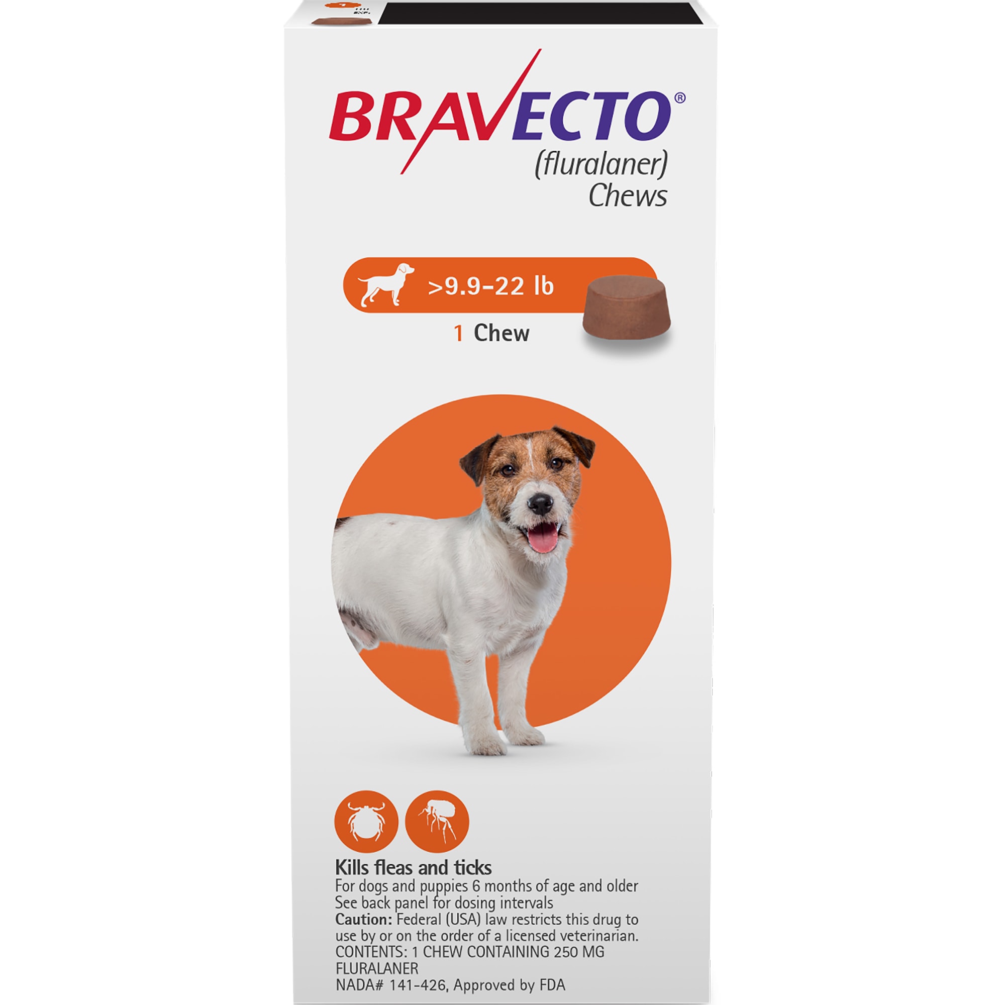 Bravecto Chews for Dogs 9.9-22 lbs， 3 Month Supply