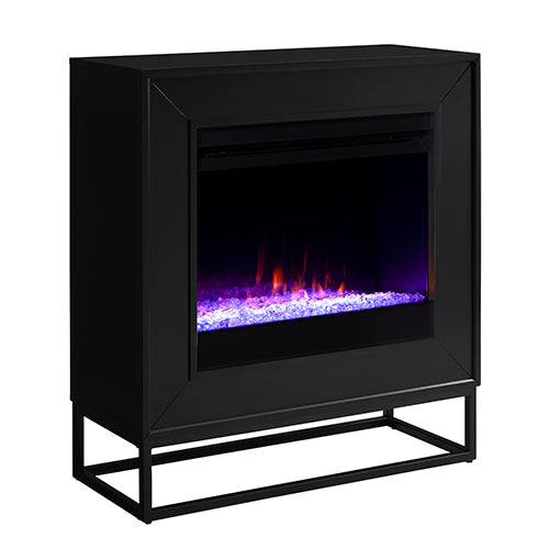 SEI Furniture Drovling Freestanding Color Changing Electric Fireplace in Black Finish