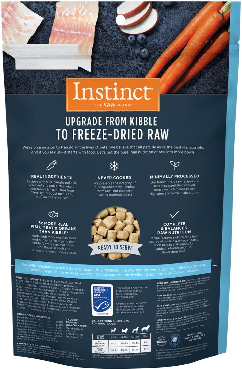 Instinct Meals Wild-Caught Alaskan Pollock Recipe Grain-Free Freeze-Dried Raw Dog Food