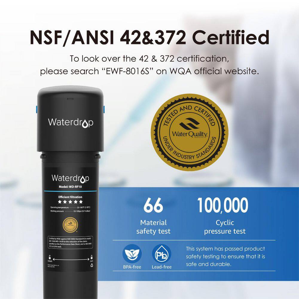 Waterdrop 10UA 8000 Gal. Under-Sink Water Filter System NSFANSI 42 Certified Direct Connect to Kitchen Faucet B-WD-10UA