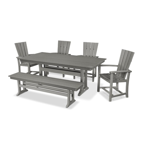 POLYWOOD Quattro 6Piece Farmhouse Dining Set with Bench