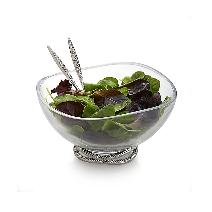 Nambe Braid Glass Salad Bowl with Servers