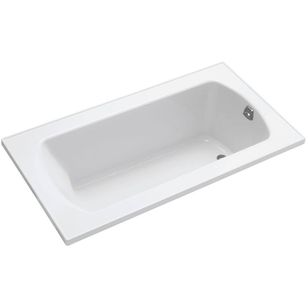 STERLING Lawson 5 ft. Rectangular Drop-in Reversible Drain Decked Bathtub in White 71261100-0