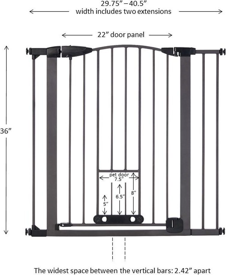 MyPet Tall Deco Easypass Cat and Dog Gate， Graphite