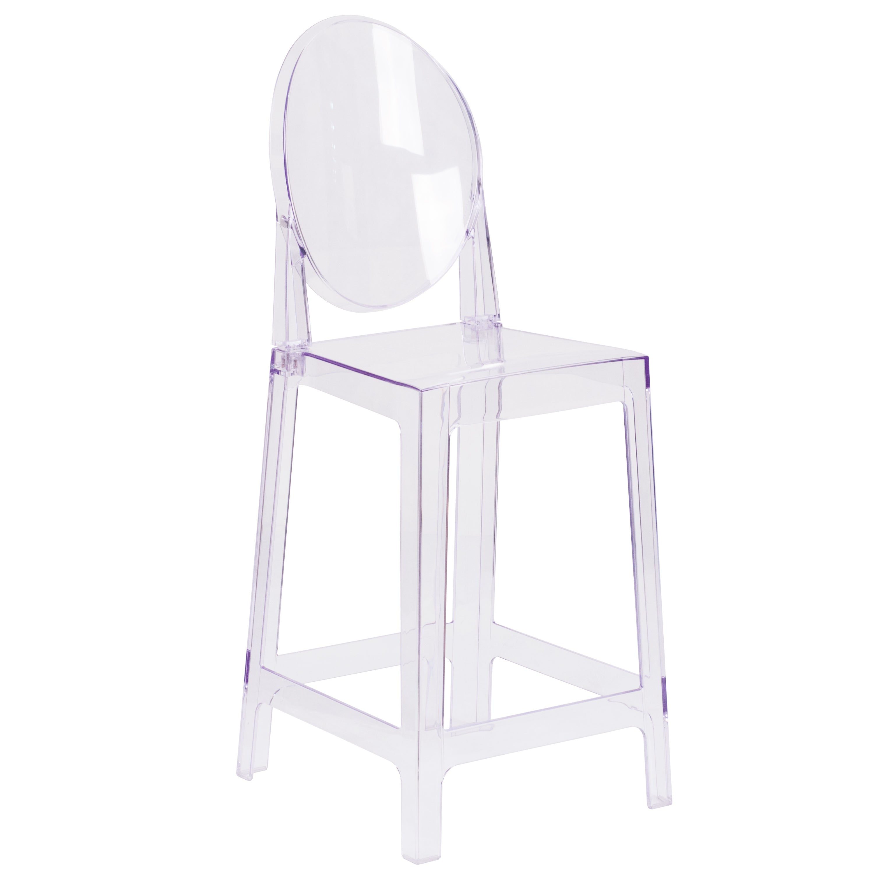 BizChair 4 Pack Ghost Counter Stool with Oval Back in Transparent Crystal